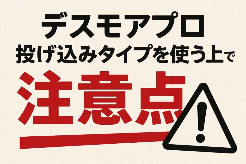 デスモアプロ投げ込みタイプを使う上での「注意点」