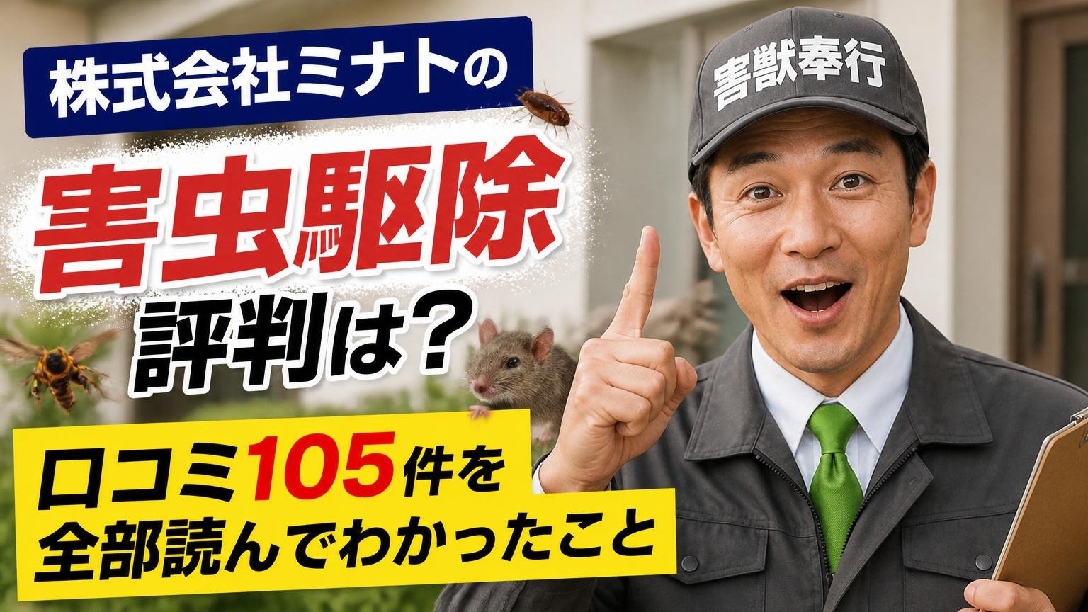 【結論】株式会社ミナトの害虫駆除の評判は?口コミ105件を全部読んでわかったこと