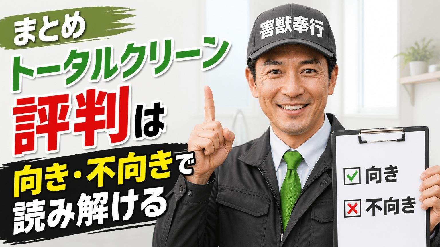 まとめ:トータルクリーンの評判は「向き・不向き」で読み解ける