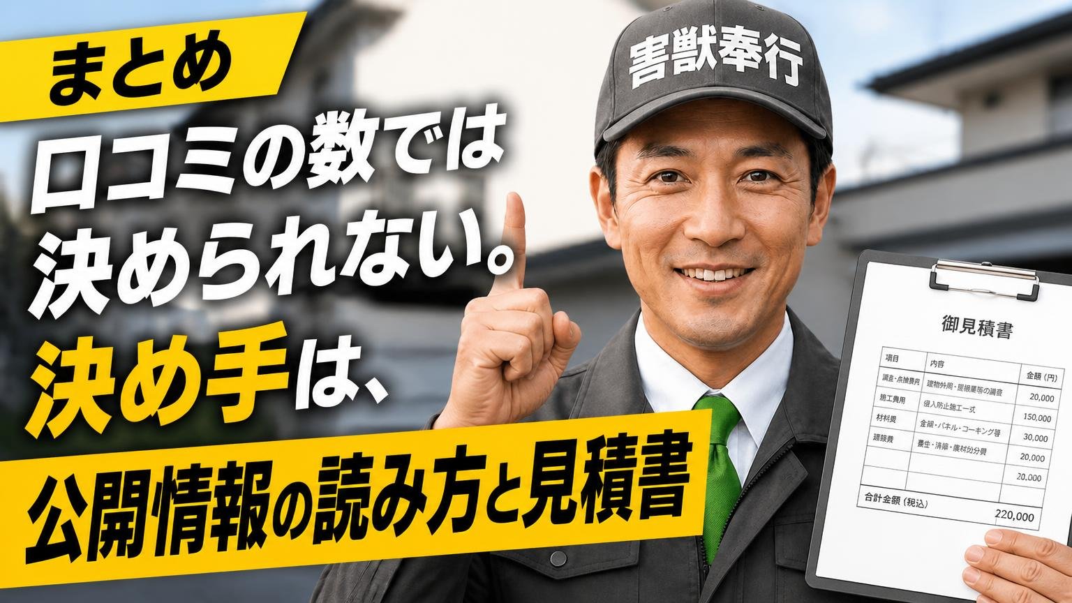 まとめ|口コミの数では決められない。決め手は、公開情報の読み方と見積書