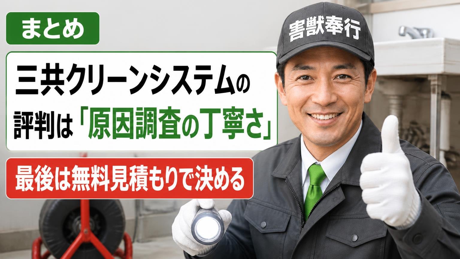 まとめ|三共クリーンシステムの評判は「原因調査の丁寧さ」。最後は無料見積もりで決める