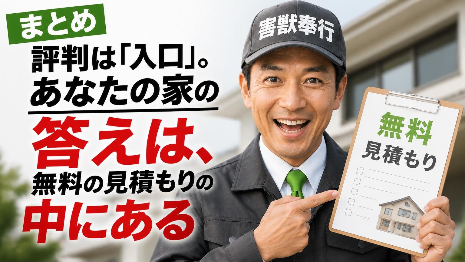 まとめ|評判は「入口」。あなたの家の答えは、無料の見積もりの中にある