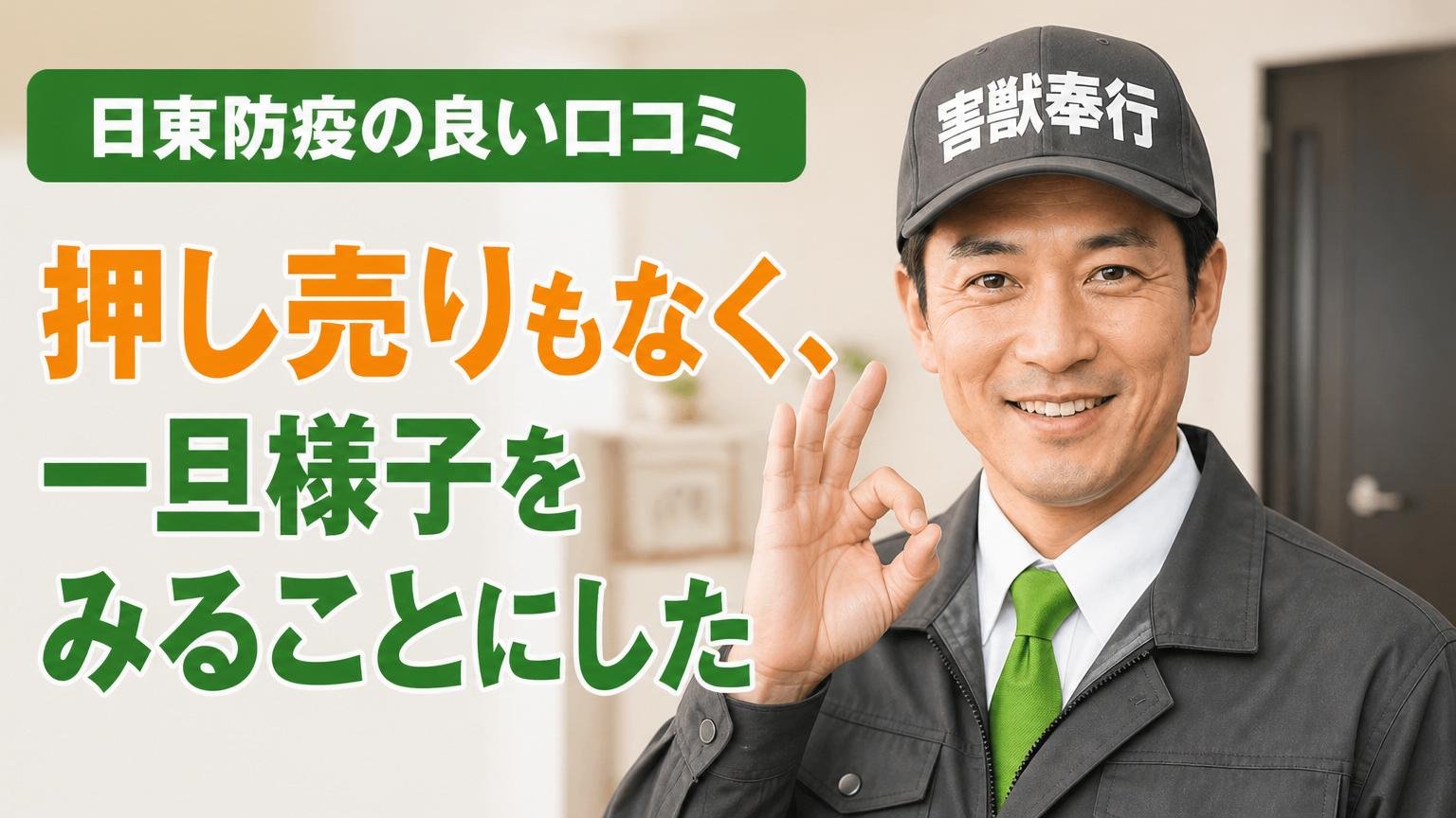 日東防疫の良い口コミ|「押し売りもなく、一旦様子をみることにした」