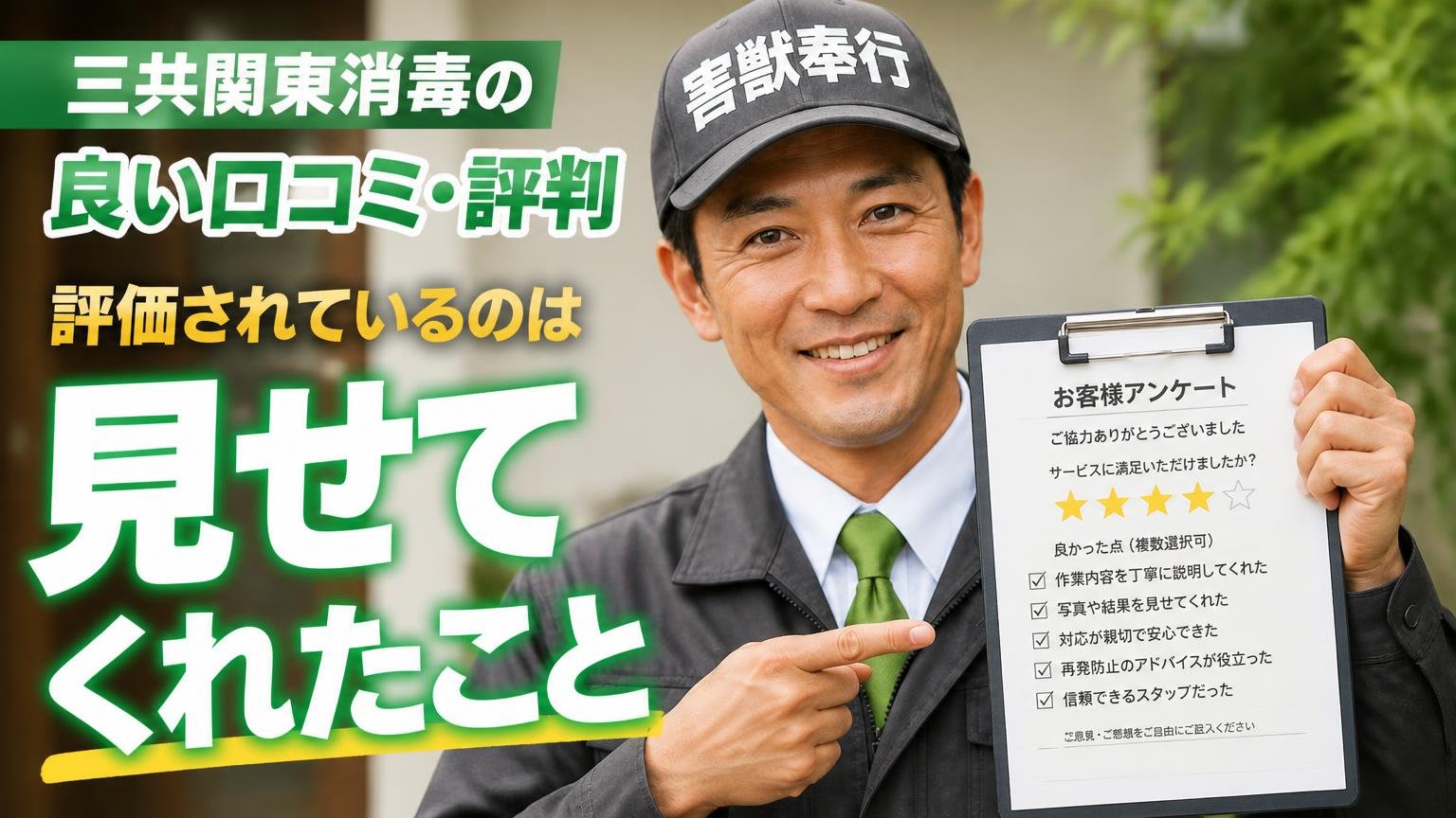 三共関東消毒の良い口コミ・評判|評価されているのは「見せてくれたこと」