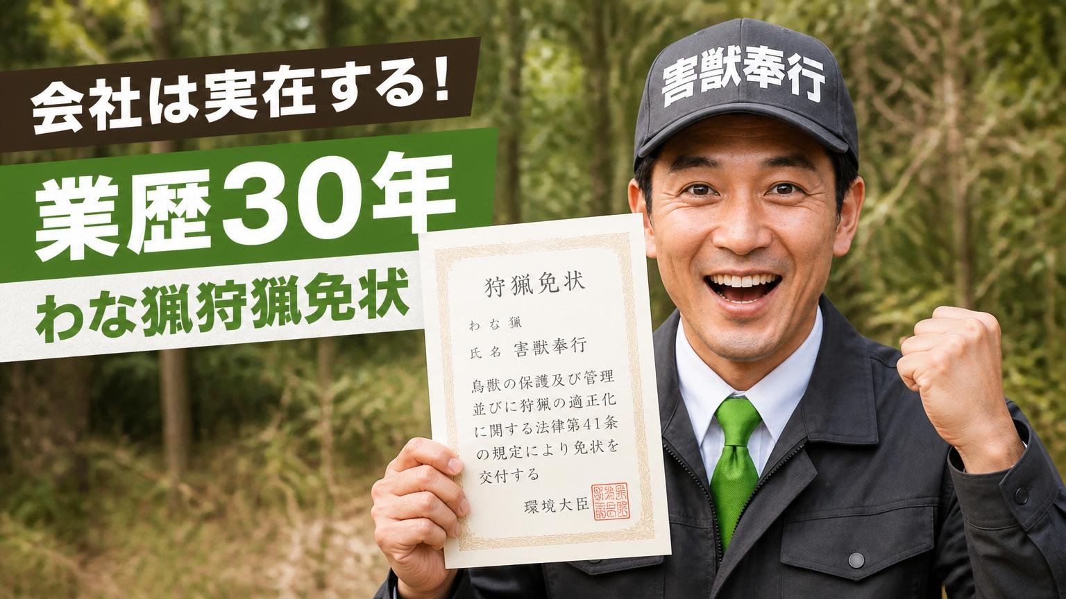 会社は実在する?業歴30年・わな猟狩猟免状という裏づけ
