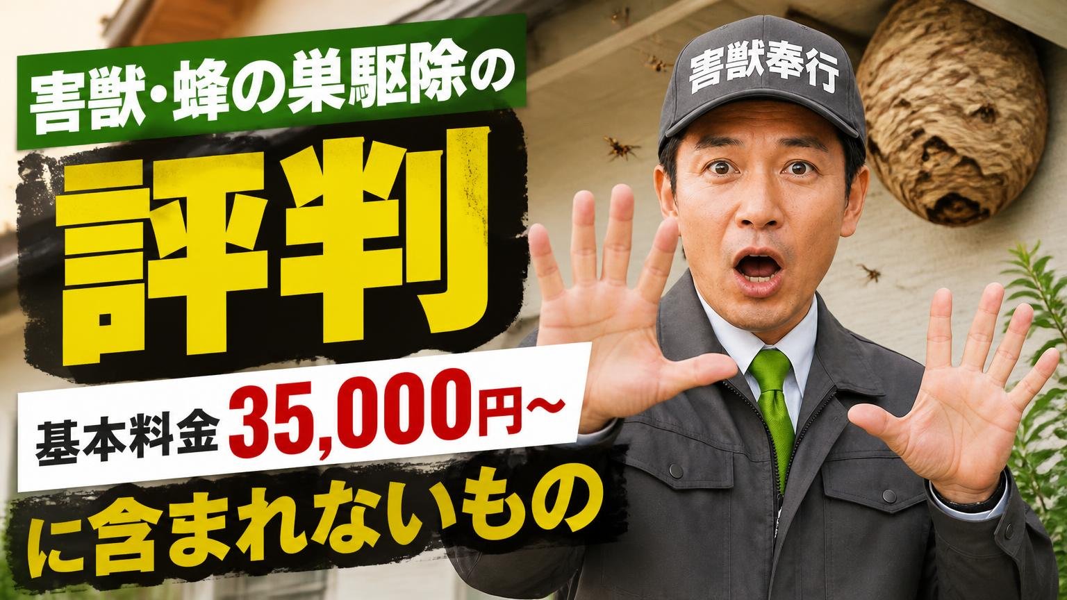 【害獣・蜂の巣駆除の評判】基本料金35,000円〜に含まれないもの