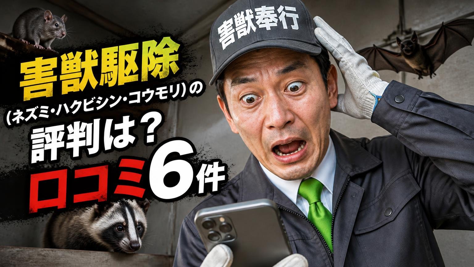 害獣駆除(ネズミ・ハクビシン・コウモリ)の評判は?口コミ6件という現実