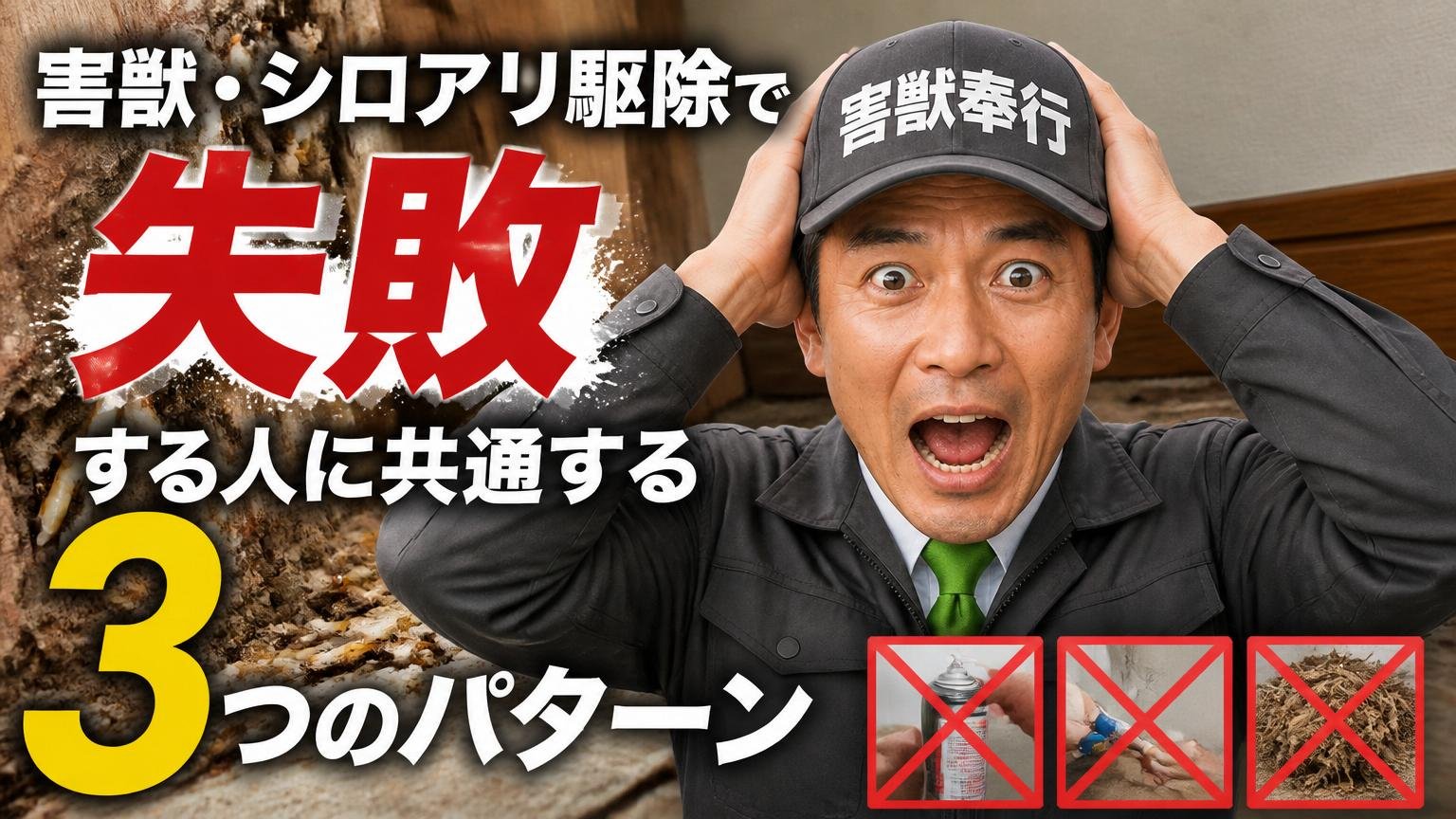 害獣・シロアリ駆除で失敗する人に共通する3つのパターン