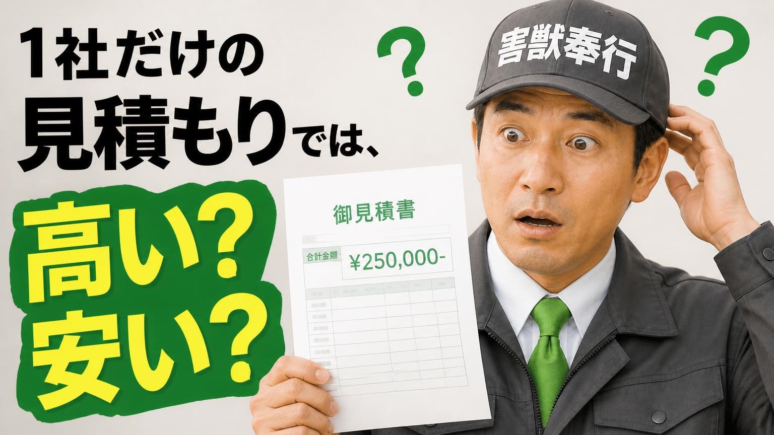 1社だけの見積もりでは、その金額が高いか安いか分からない