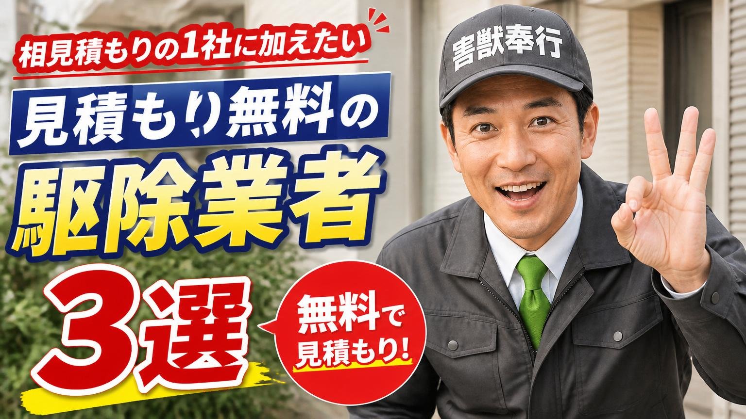 相見積もりの1社に加えたい、見積もり無料の駆除業者3選