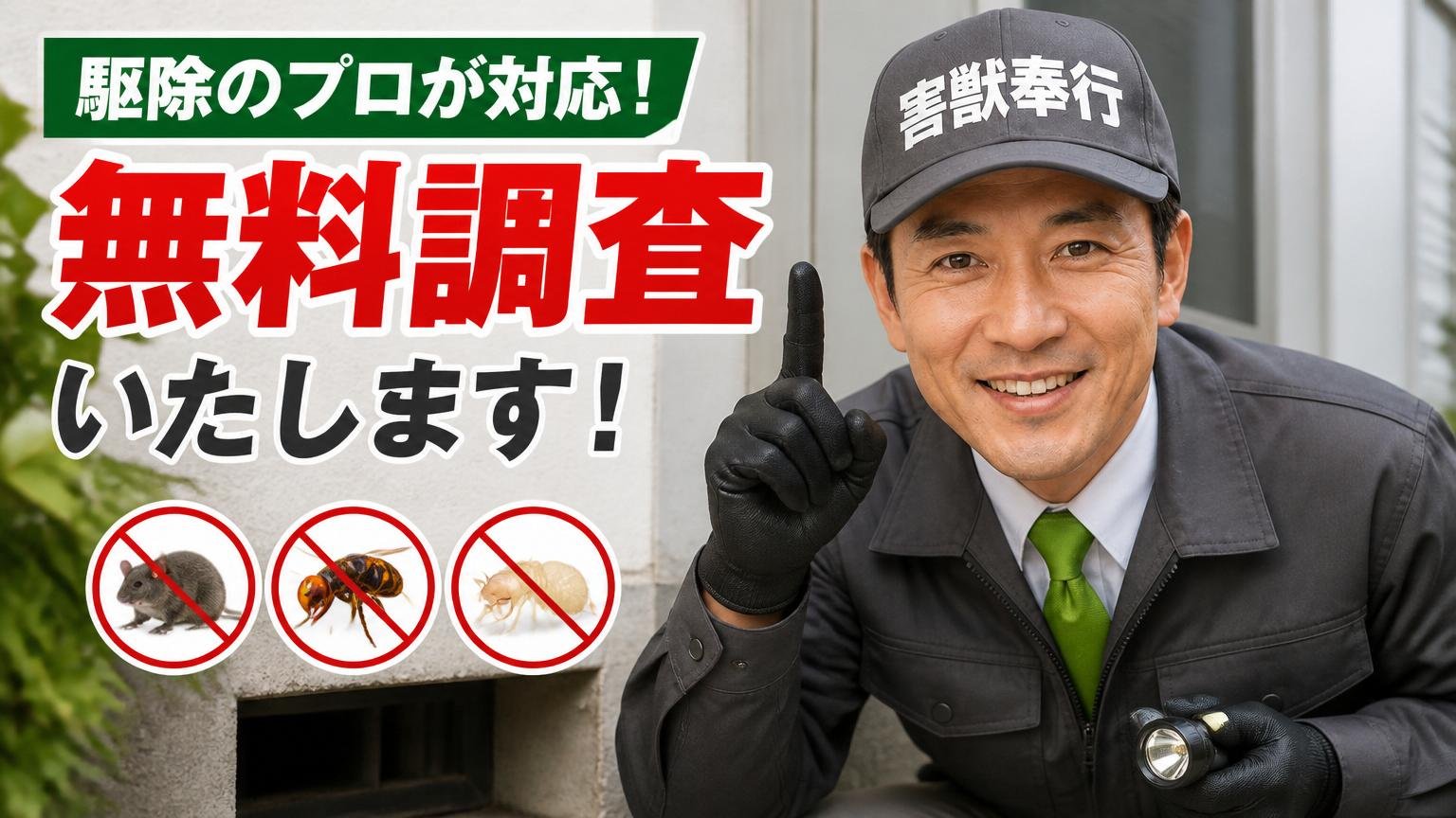 相見積もりの1社目に入れておきたい、無料調査に対応した駆除業者