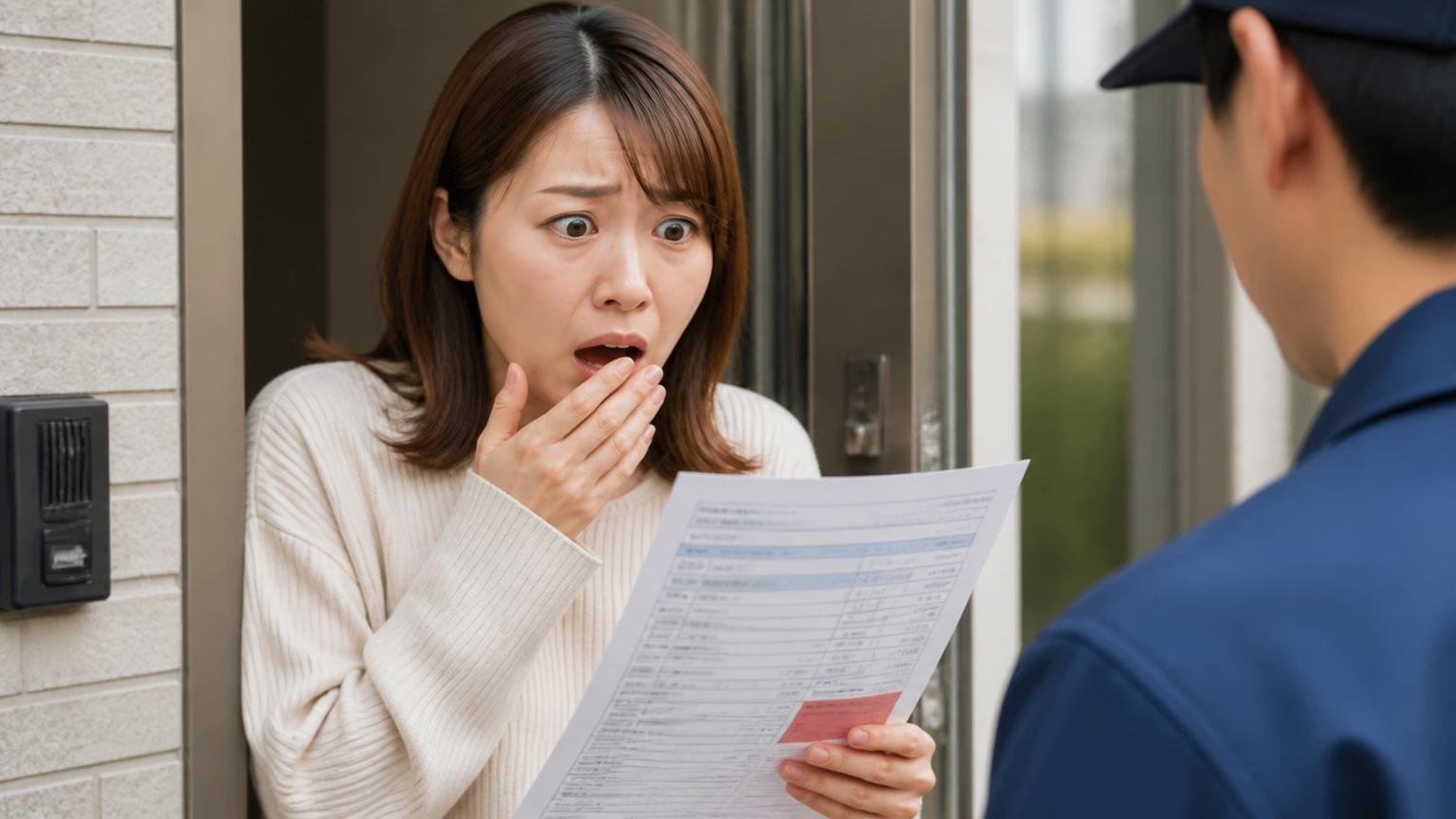 安さだけで選ぶと何が起きるか。玄関先で30代女性が高額な請求書を受け取り言葉を失う