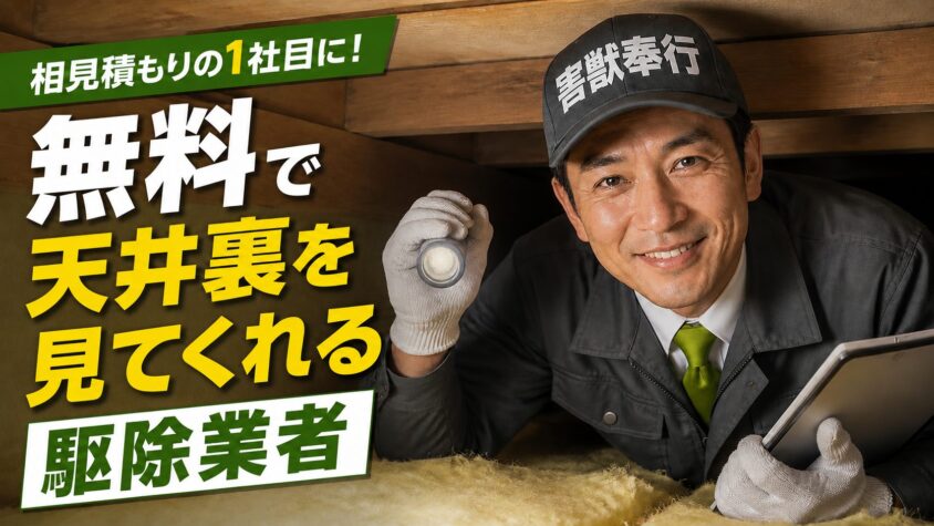 相見積もりの1社目に入れておきたい、無料で天井裏を見てくれる駆除業者