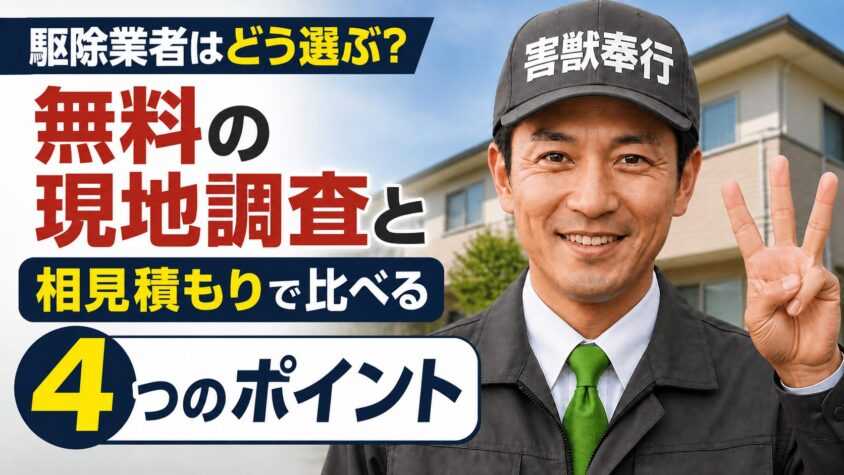 駆除業者はどう選ぶ?無料の現地調査と相見積もりで比べる4つのポイント