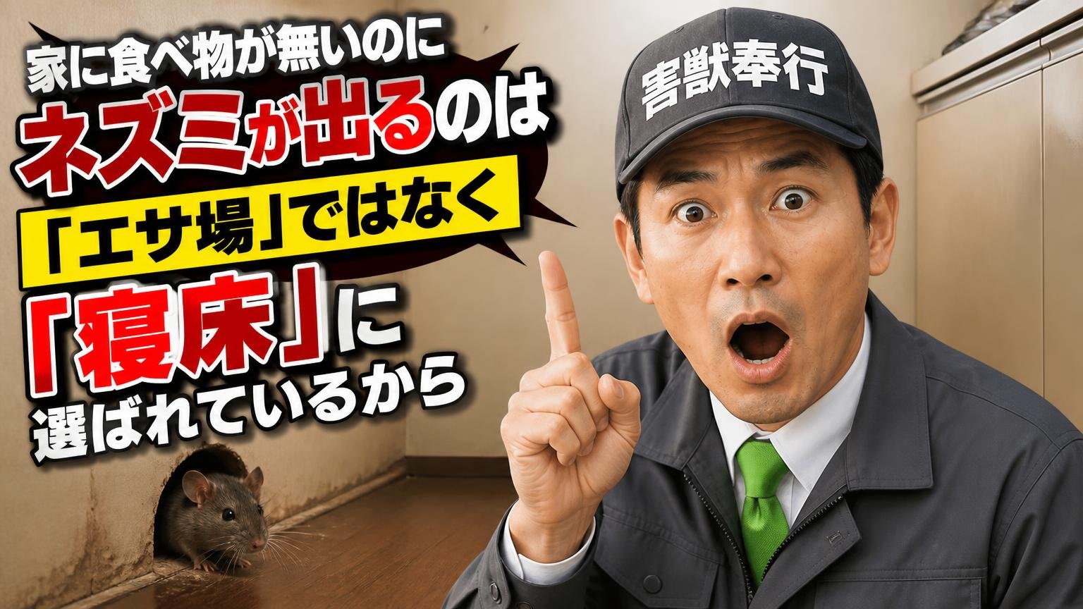 家に食べ物が無いのにネズミが出るのは「エサ場」ではなく「寝床」に選ばれているから