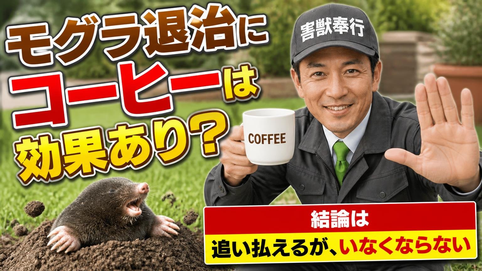 モグラ退治にコーヒーは効果あり?結論は「追い払えるが、いなくならない」