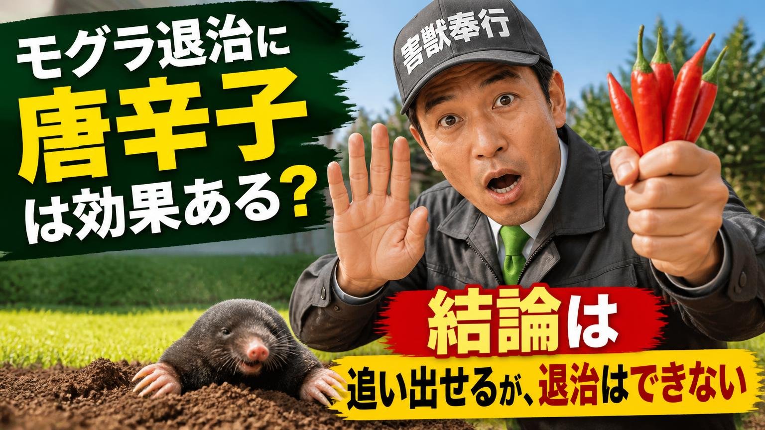 モグラ退治に唐辛子は効果ある?結論は「追い出せるが、退治はできない」