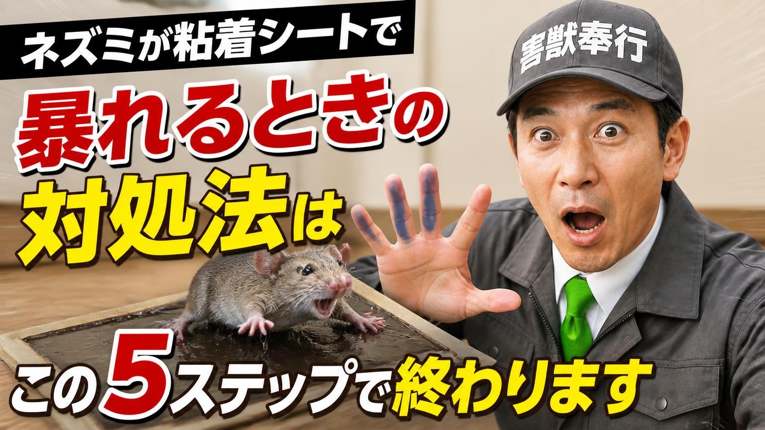 ネズミが粘着シートで暴れるときの対処法は、この5ステップで終わります