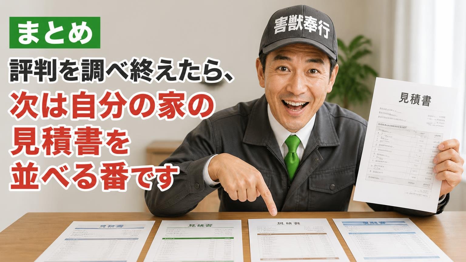 まとめ|評判を調べ終えたら、次は自分の家の見積書を並べる番です