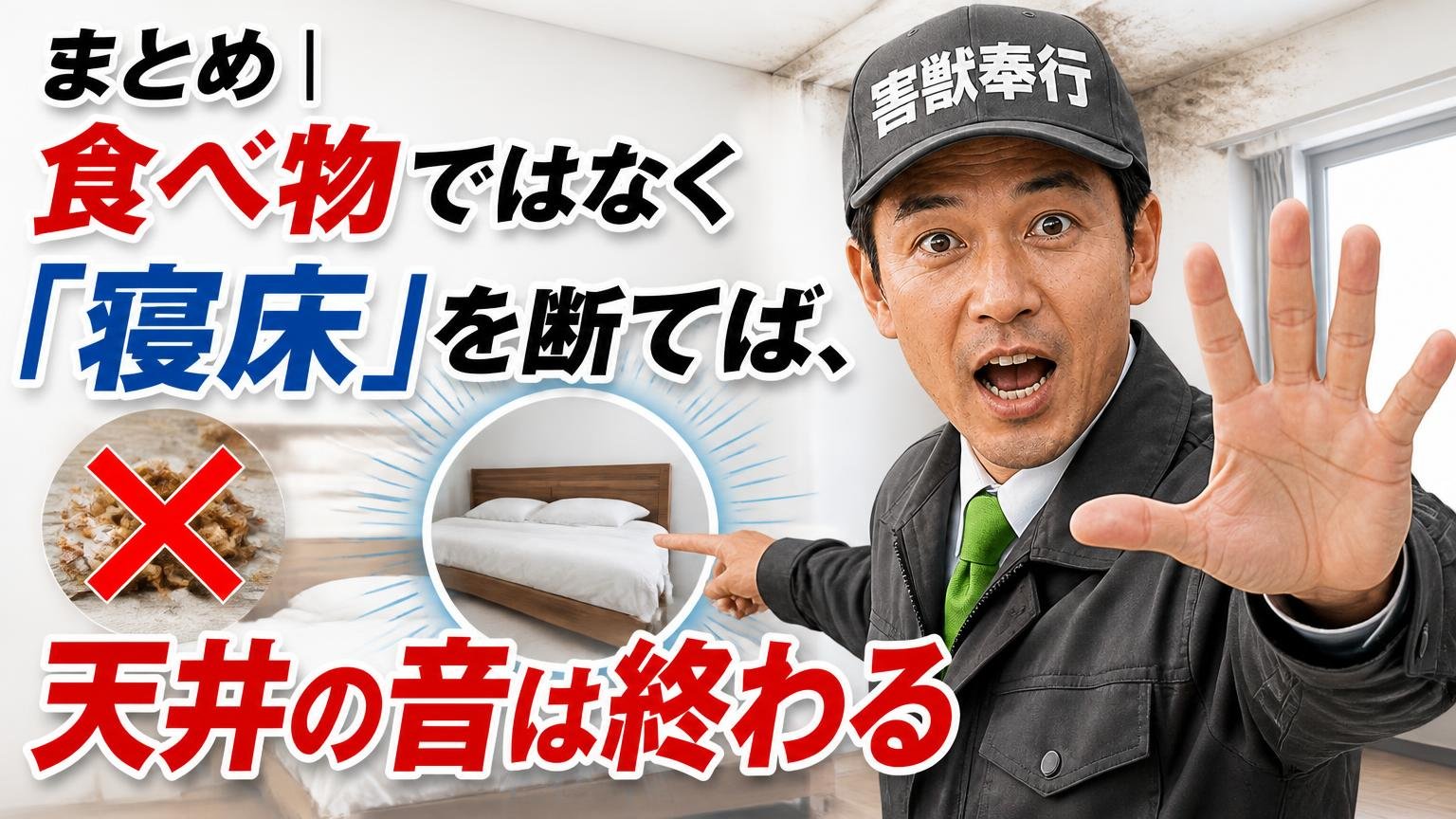 まとめ｜食べ物ではなく「寝床」を断てば、天井の音は終わる