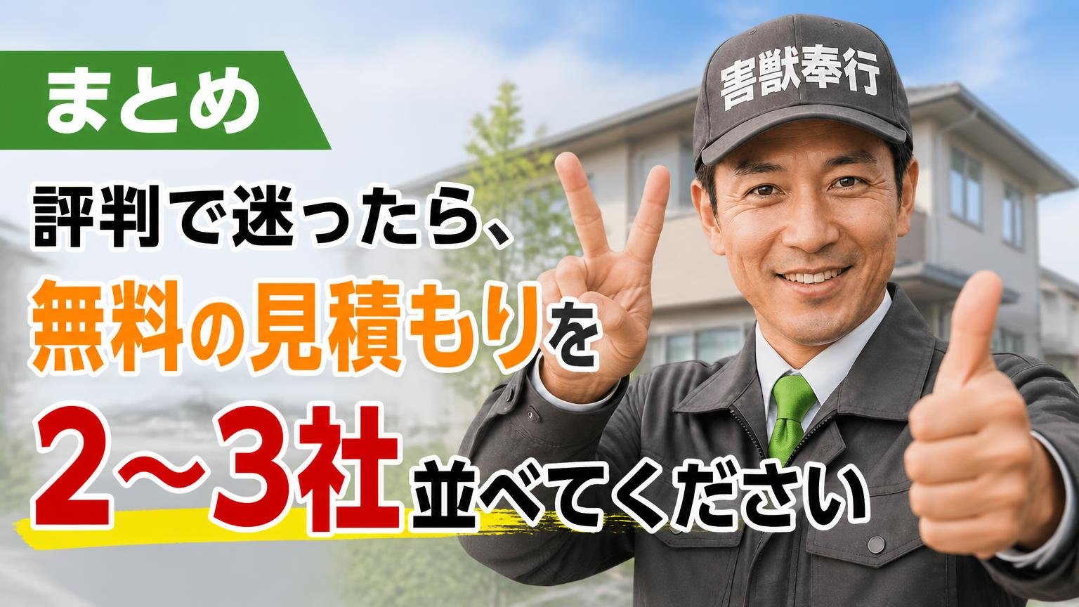 まとめ|評判で迷ったら、無料の見積もりを2〜3社並べてください