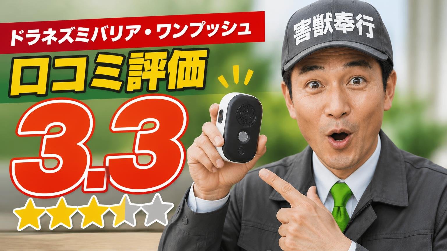 ドラネズミバリア・ワンプッシュの口コミ評価は星3.3。まず全体像から