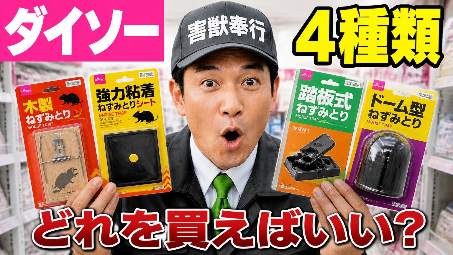 ダイソーのネズミ捕りは4種類ある。どれを買えばいいのか