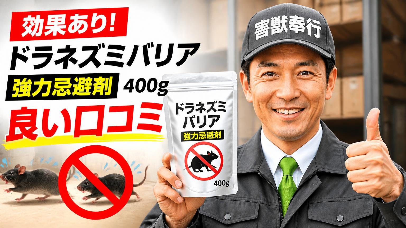 【効果あり】ドラネズミバリア・強力忌避剤400gの良い口コミ