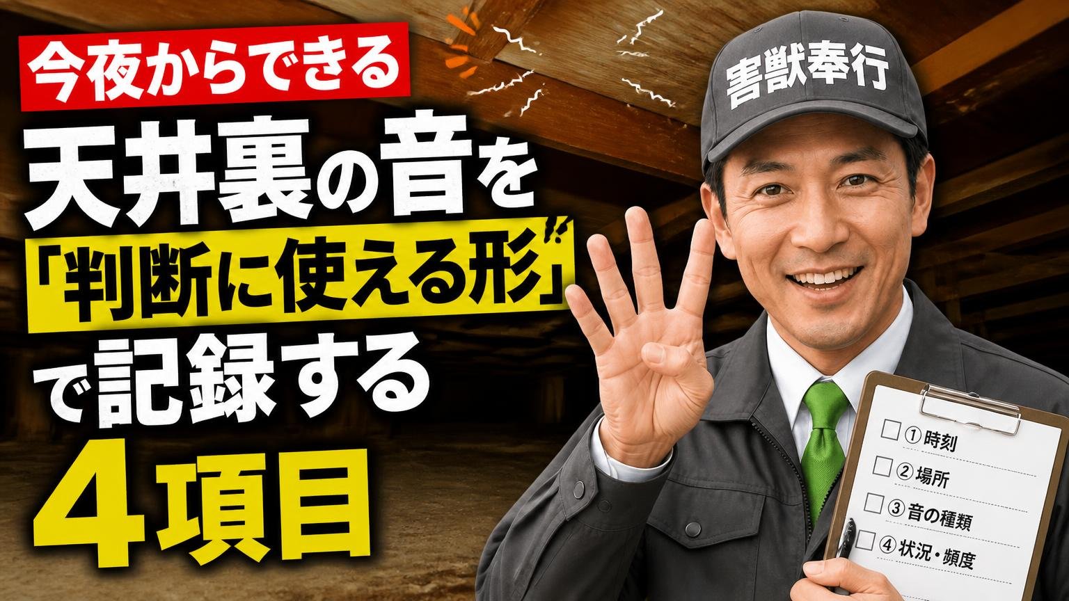 今夜からできる｜天井裏の音を「判断に使える形」で記録する4項目