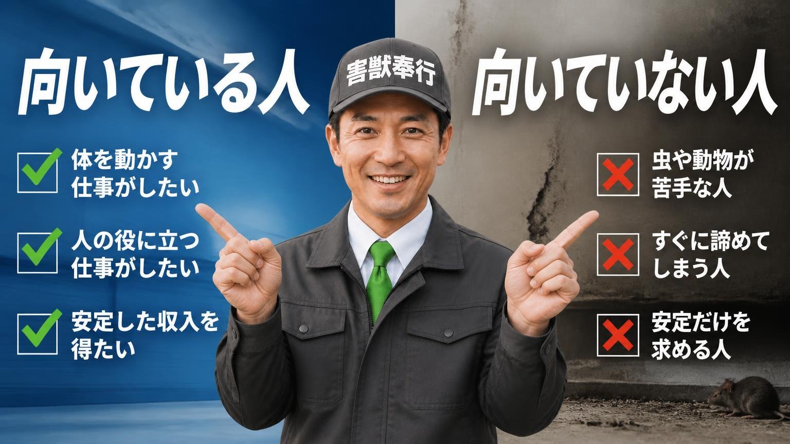 株式会社SAKIGAKE(駆除の達人)が向いている人・向いていない人
