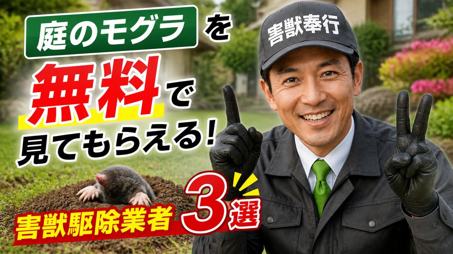 庭のモグラを無料で見てもらえる、害獣駆除業者3選