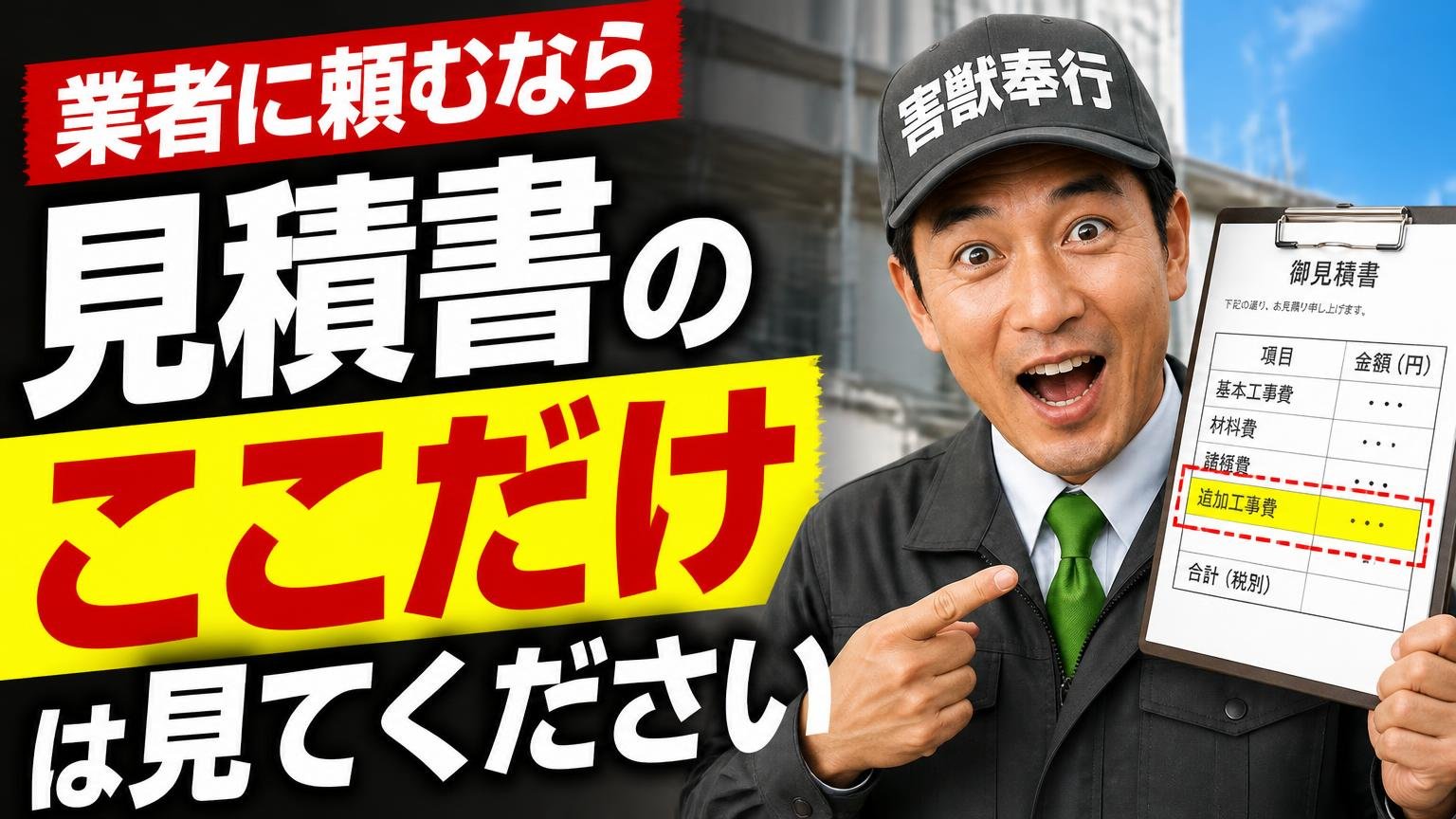 業者に頼むなら、見積書のここだけは見てください