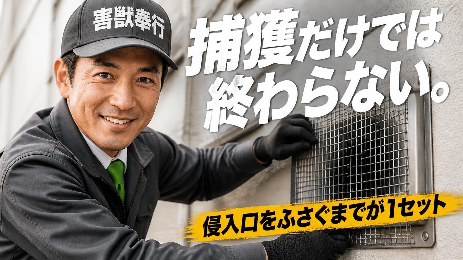 捕獲だけでは終わらない。侵入口をふさぐまでが1セット