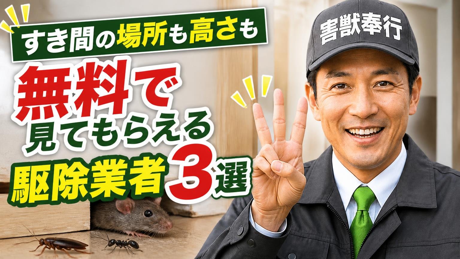 すき間の場所も高さも、無料で見てもらえる駆除業者3選