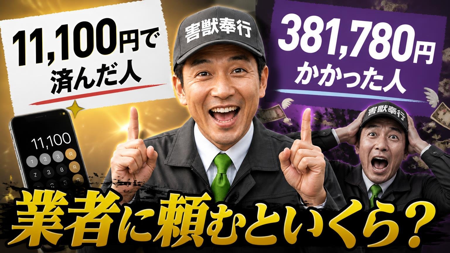 業者に頼むといくら?11,100円で済んだ人と、381,780円かかった人