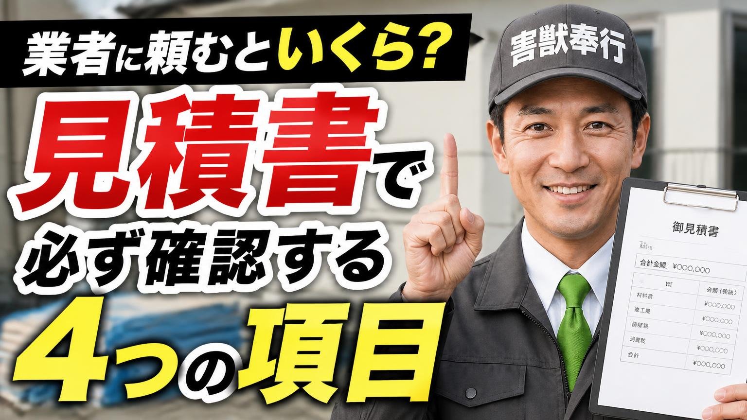 業者に頼むといくら?見積書で必ず確認する4つの項目