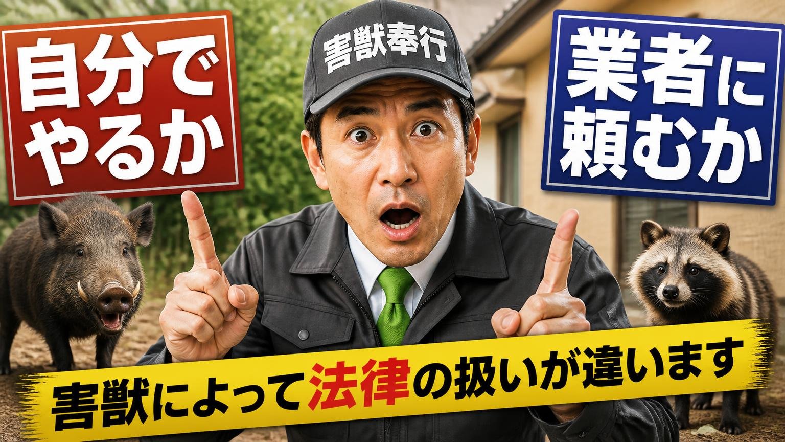 自分でやるか、業者に頼むか|害獣によって法律の扱いが違います