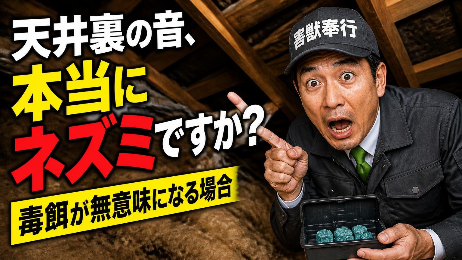 天井裏の音、本当にネズミですか?毒餌が無意味になる場合