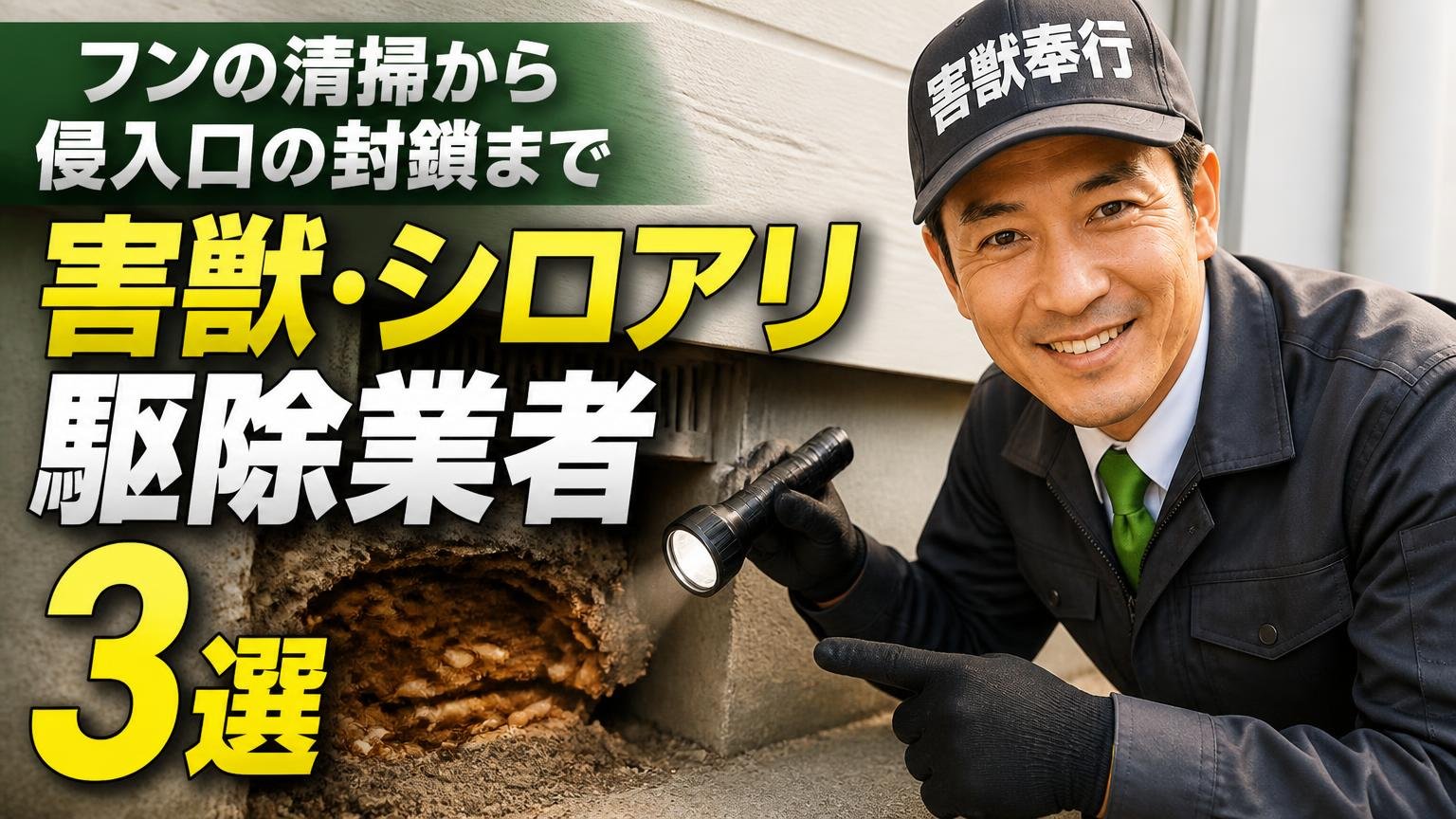 フンの清掃から侵入口の封鎖まで任せられる、害獣・シロアリ駆除業者3選