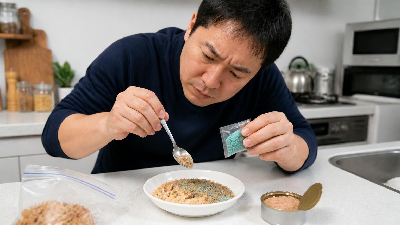 毒餌を食べてくれないときの工夫 住宅の台所の作業台 住人1人 毒餌に食品を混ぜて手を加える