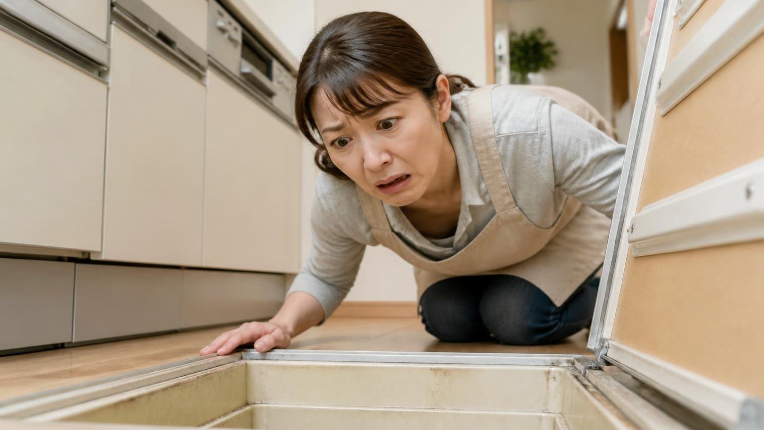 ネズミ類だけは法律上の扱いが違う。台所の床下収納をのぞき込む40代女性1人